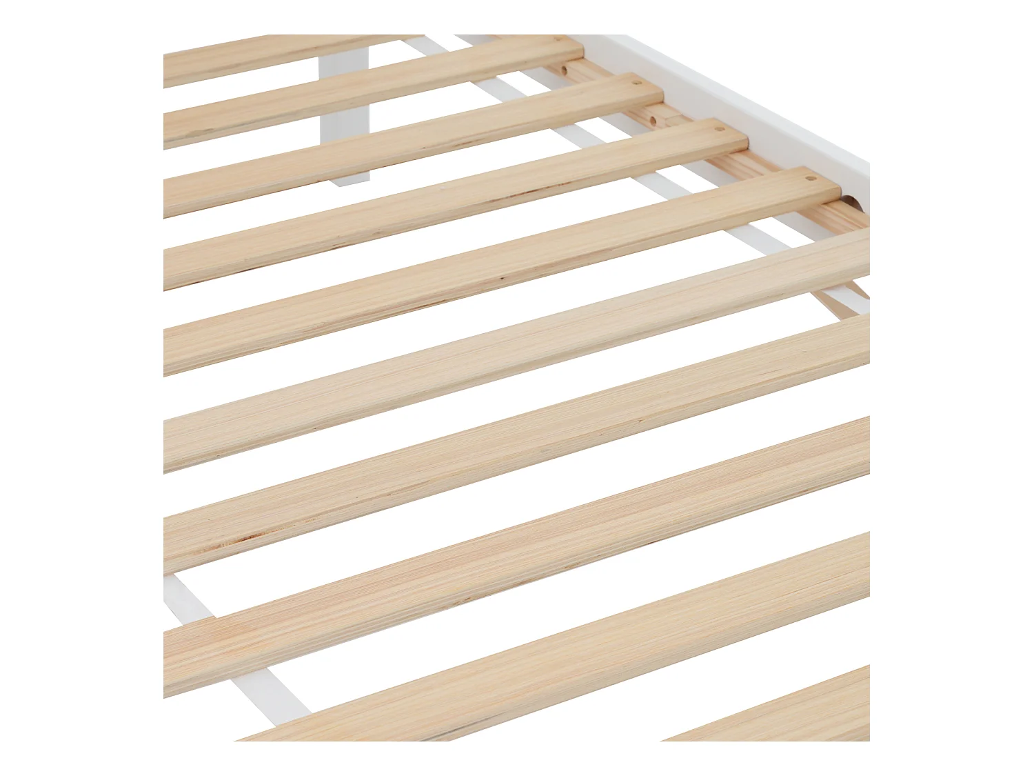 Lit simple, lit en bois, cadre en pin avec pied moyen, lit pour jeunes, lit pour adultes avec tête de lit MDF et repose - pieds, couleur collage, blanc, 90x200 cm