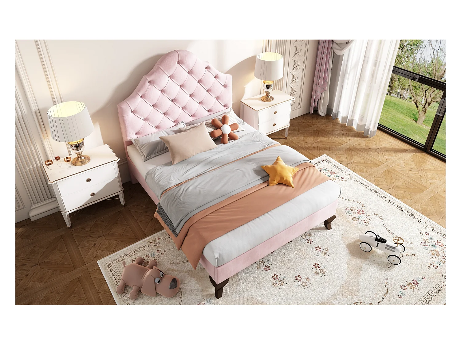 Lit rembourré 90 * 200 avec cadre à lattes et tête de lit, lit rembourré avec tête de lit réglable en hauteur, lit pour adolescents, lit simple