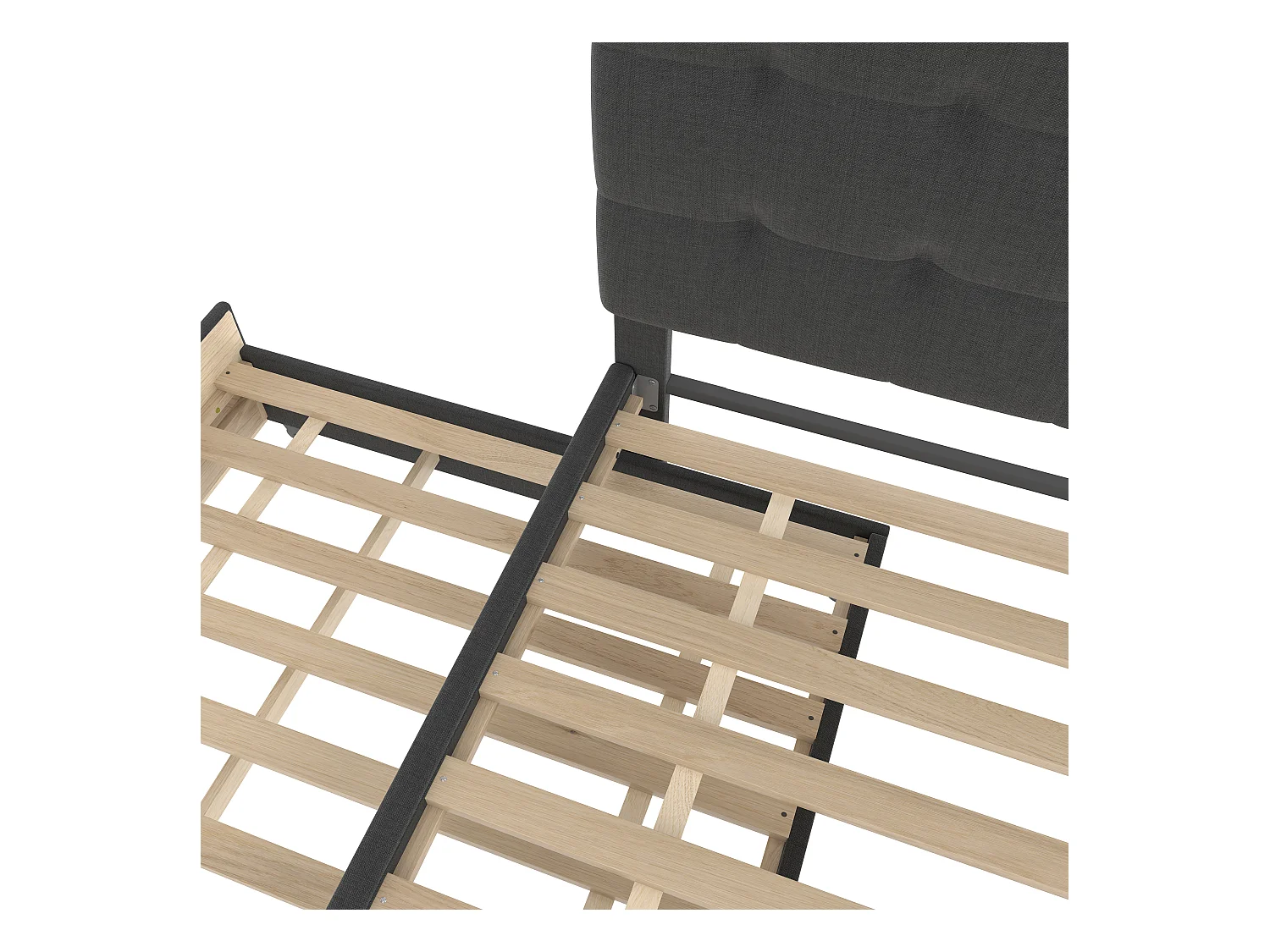 Lit rembourré, 140x200cm, lit double, lit familial, lit double à trois tiroirs, lit extensible, tête de lit réglable, sans matelas, gris