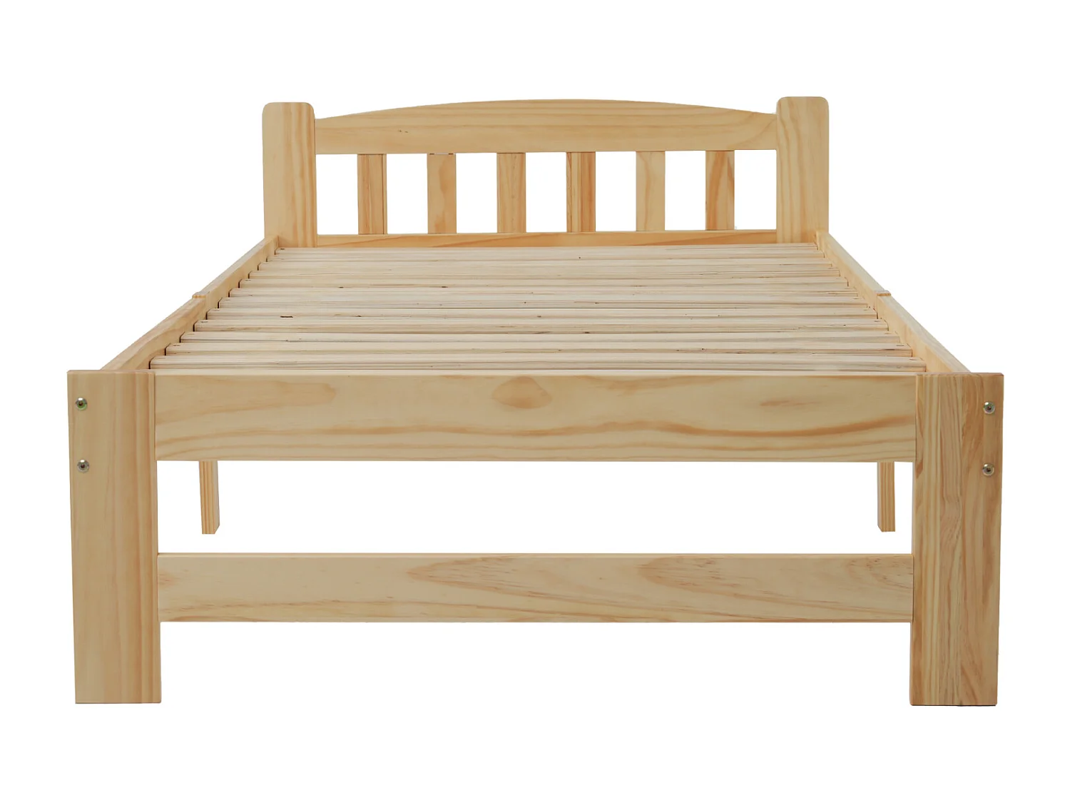 Lit en bois massif futon, lit simple, lit naturel en bois massif avec tête de lit et sommier à lattes, lit jeune, lit adulte, naturel, 90x200 cm