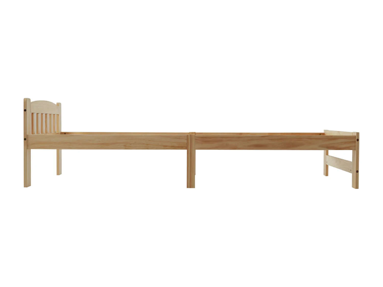 Lit en bois massif futon, lit simple, lit naturel en bois massif avec tête de lit et sommier à lattes, lit jeune, lit adulte, naturel, 90x200 cm