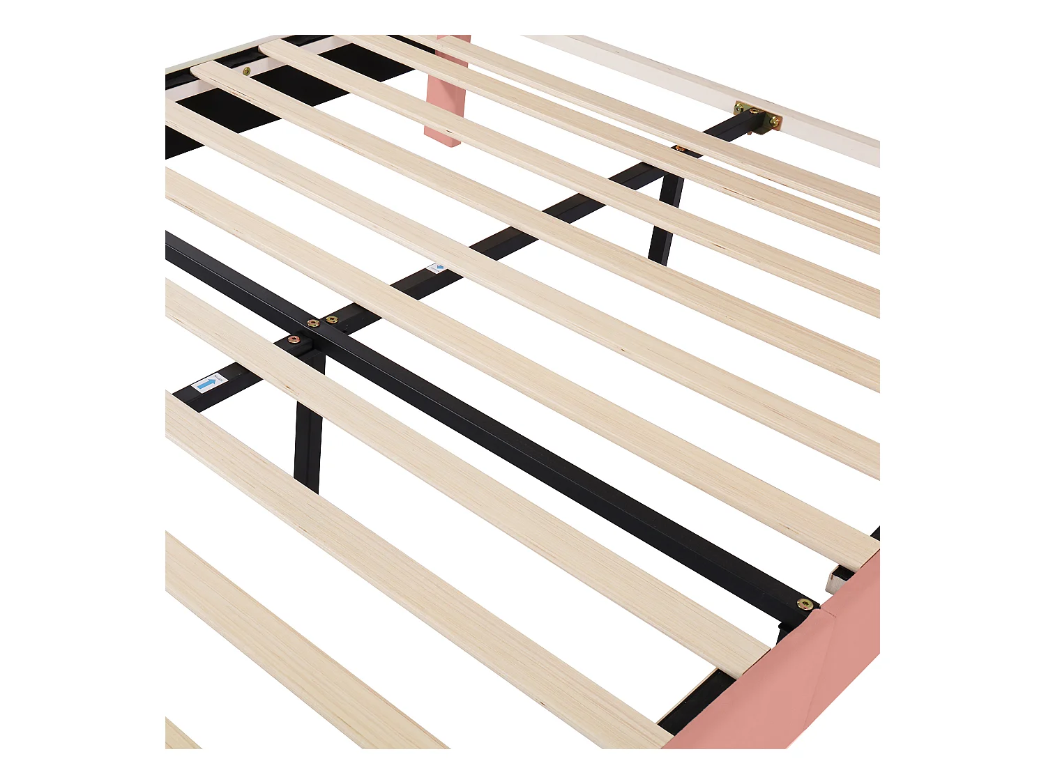 Lit enfant 140x200cm avec tête de lit réglable, sommier à lattes, velours, rose, sans matelas