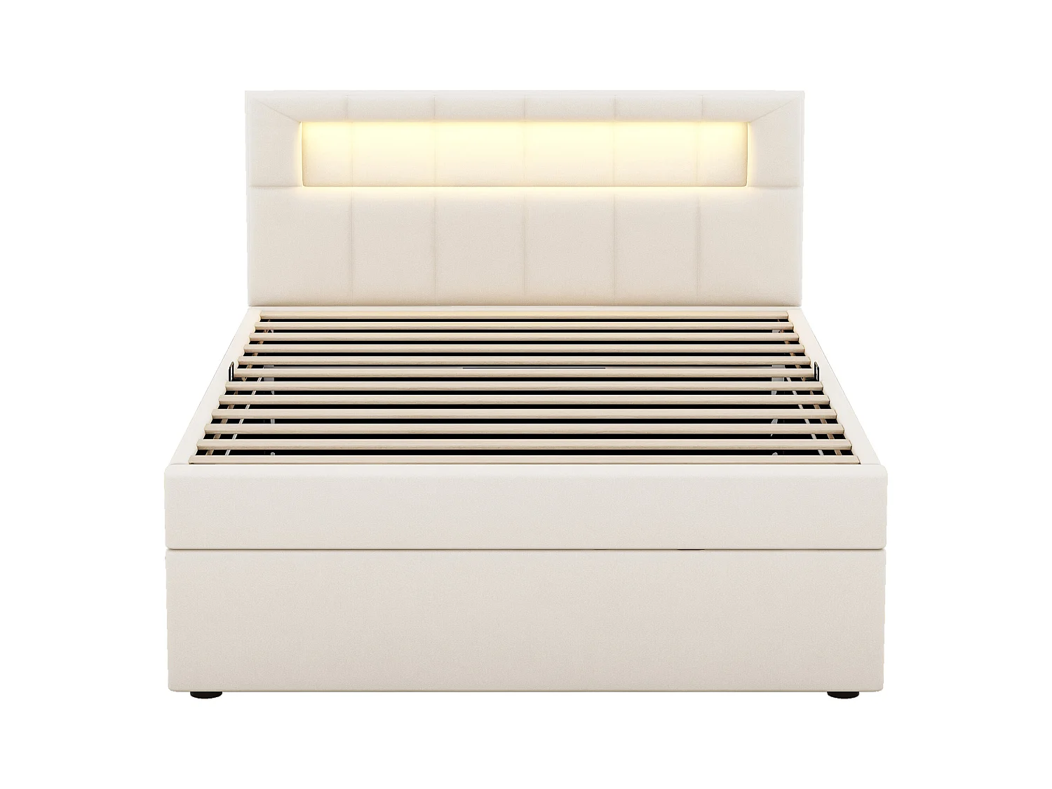 Plat, 90 * 200cm, lit rembourré, lampe d'ambiance de tête de lit, ouverture unilatérale, Design minimaliste, grand espace de rangement