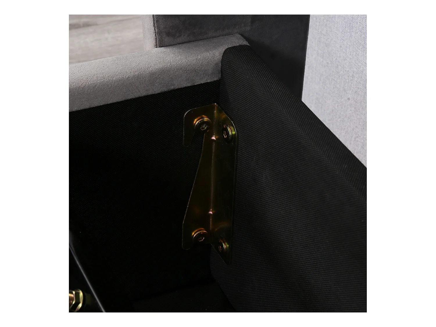 Lit rembourré en forme d'oreille,velours,Lit double,140*190,Lit fonctionnel hydraulique avec sommier à lattes et espace de rangement,Gris