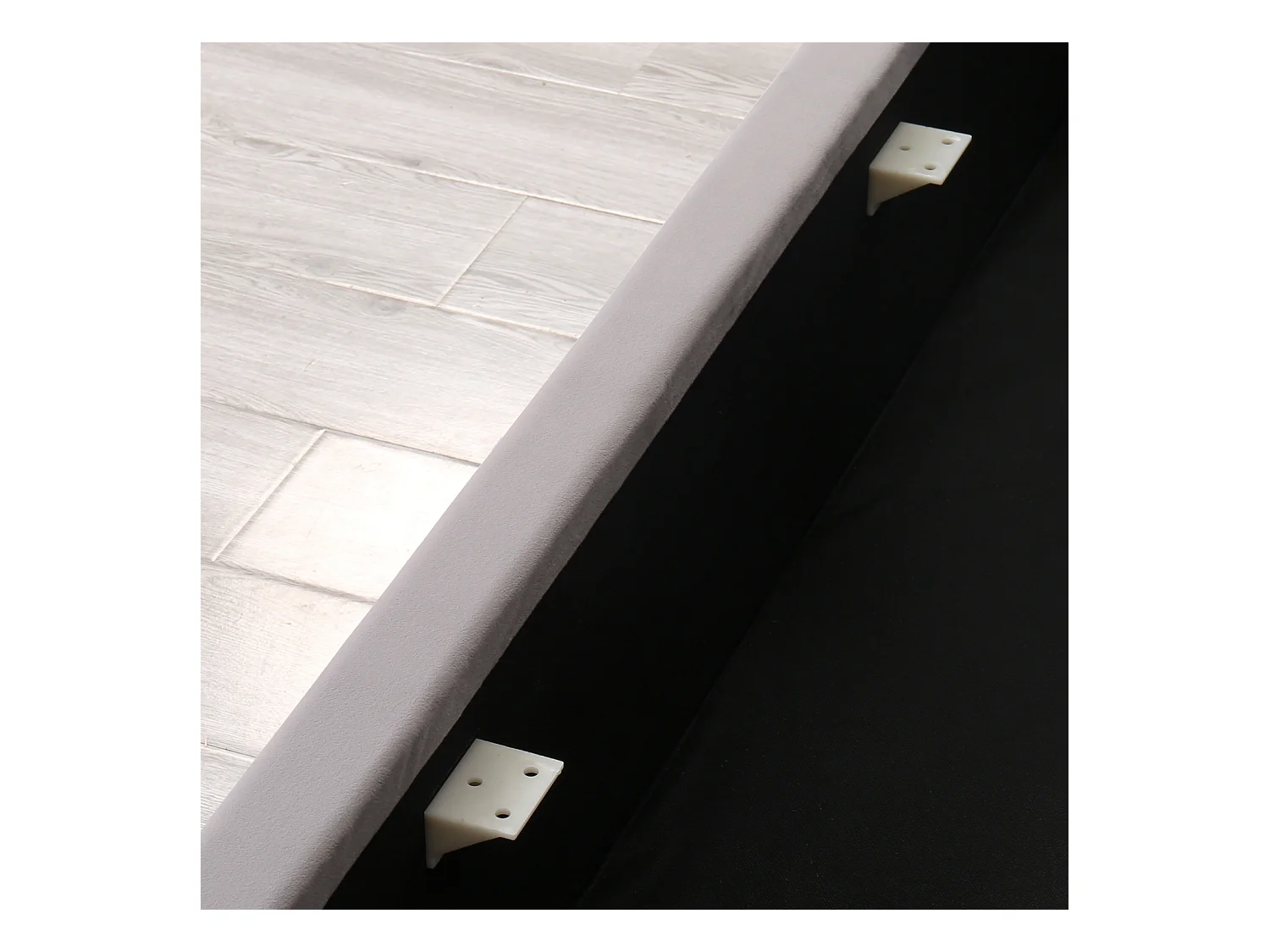 Lit rembourré en forme d'oreille,velours,Lit double,140*190,Lit fonctionnel hydraulique avec sommier à lattes et espace de rangement,Gris