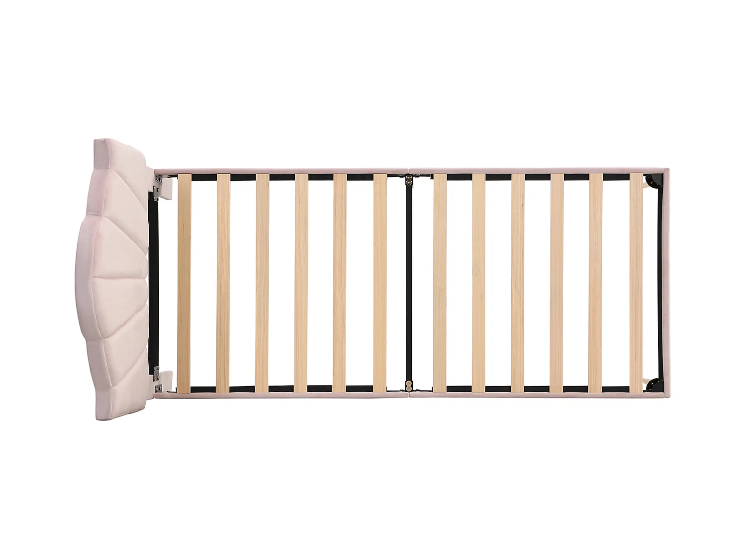 Velours, lit rembourré, 90 * 200 cm, lit en forme de coquille avec pieds en fer doré, tête de lit réglable en hauteur, grille à lattes en bois, rose