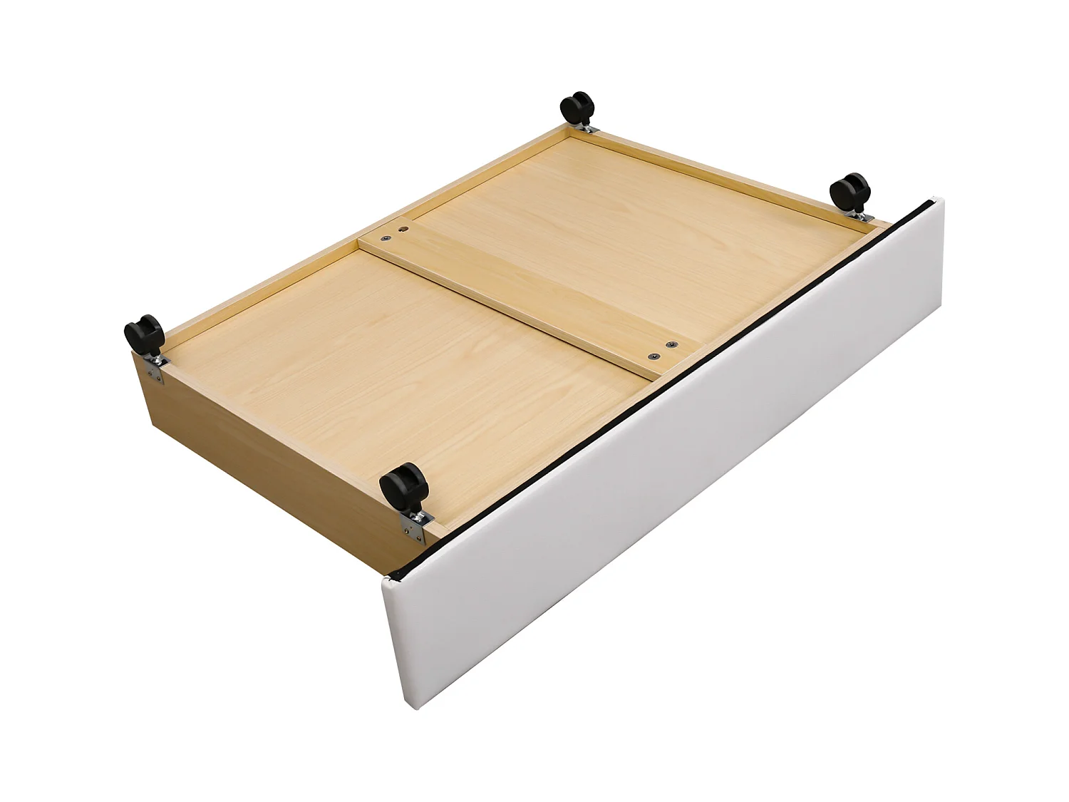 Lit rembourré 140 x 200 cm - lit avec cadre à lattes, 2 tiroirs et tête de lit avec rivets à tiroir bois / cuir synthétique