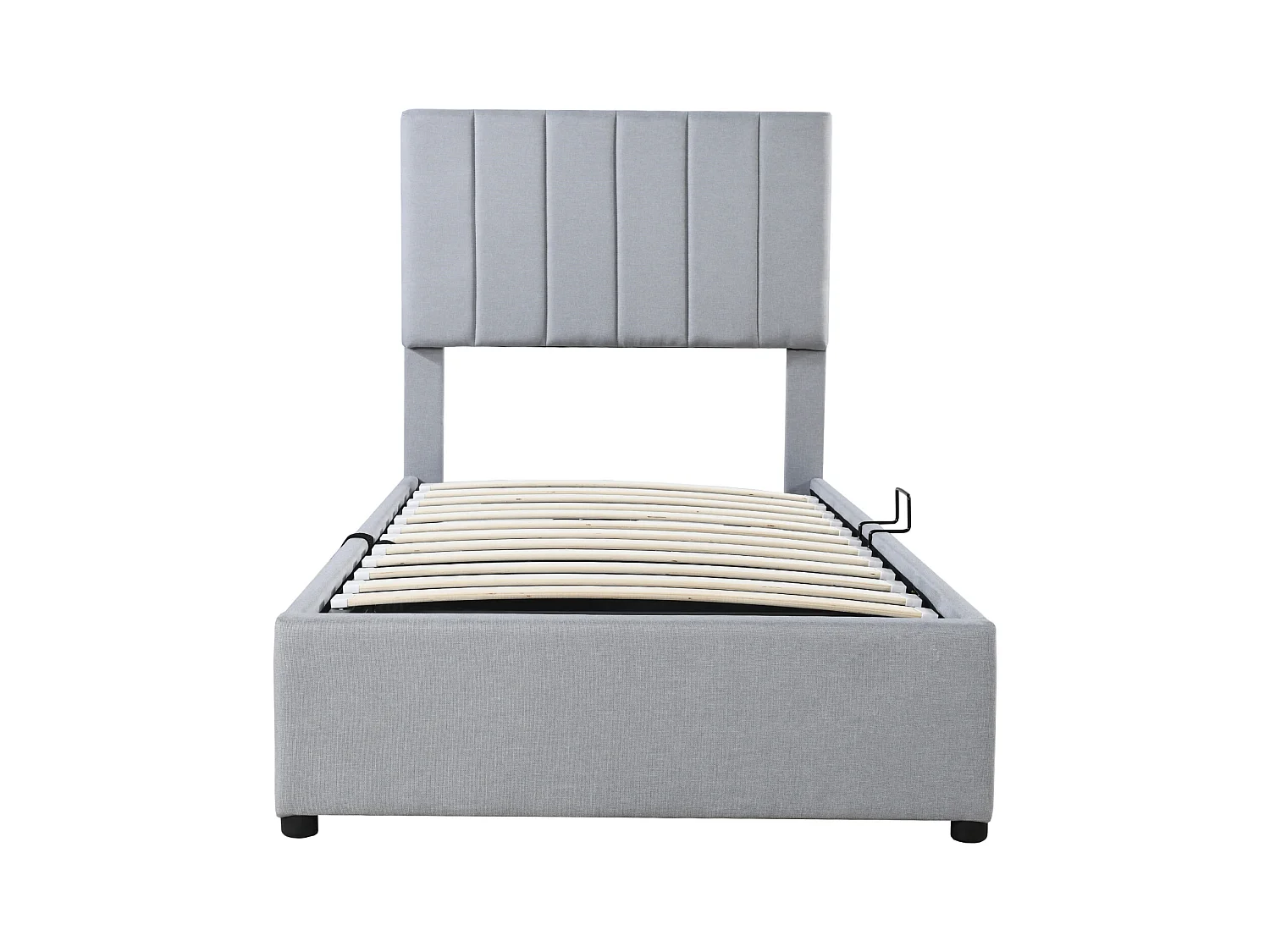 Lit enfant lit rembourré 90x200 cm, lit de rangement hydraulique, lit mezzanine en lin skinphile, gris