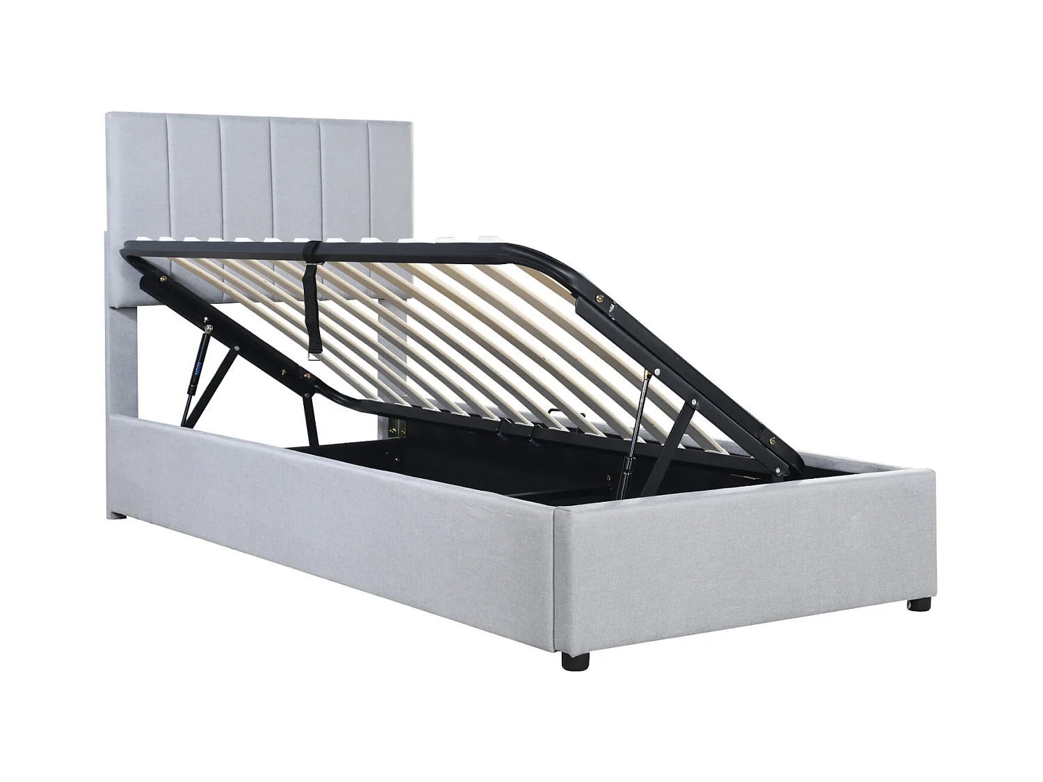 Lit enfant lit rembourré 90x200 cm, lit de rangement hydraulique, lit mezzanine en lin skinphile, gris