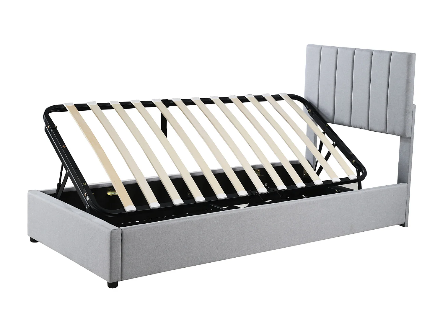 Lit enfant lit rembourré 90x200 cm, lit de rangement hydraulique, lit mezzanine en lin skinphile, gris