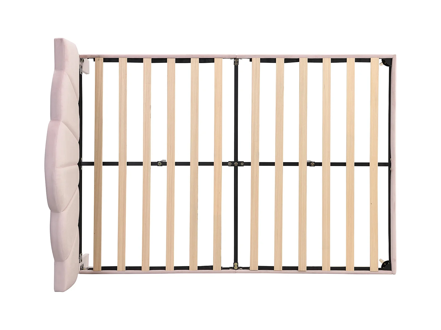 Velours, lit rembourré, 140*190 cm, lit double, lit en forme de coquille avec pieds en fer doré, tête de lit réglable en hauteur, sommier à lattes en bois, rose