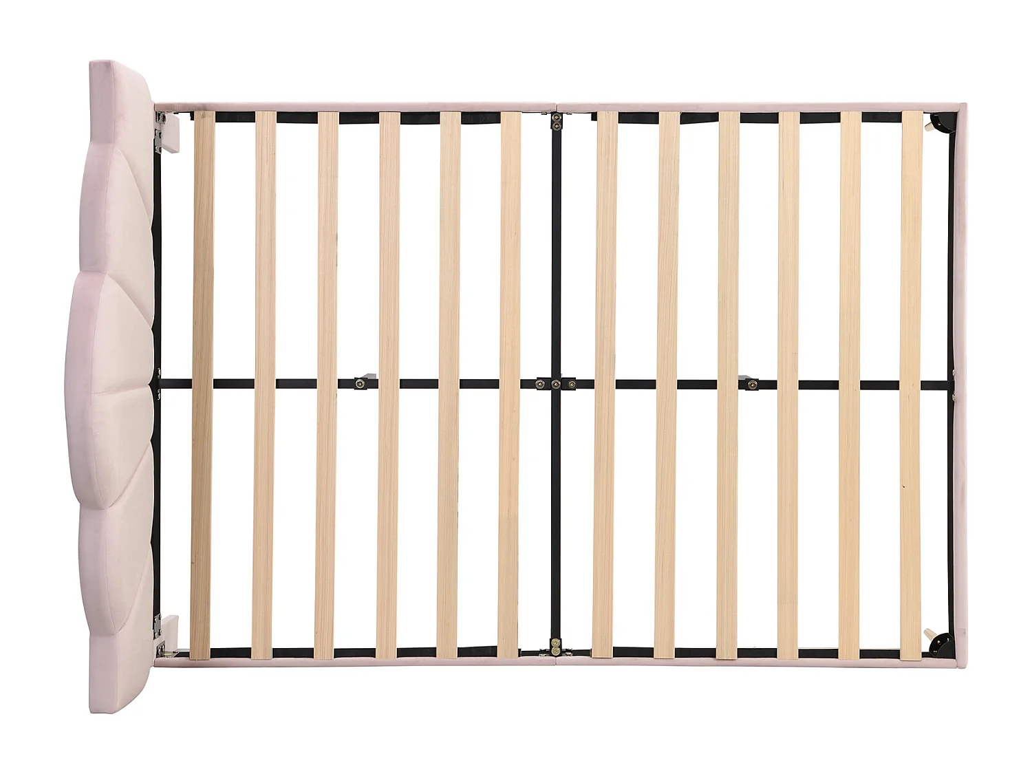 Velours, lit rembourré, 140*190 cm, lit double, lit en forme de coquille avec pieds en fer doré, tête de lit réglable en hauteur, sommier à lattes en bois, rose