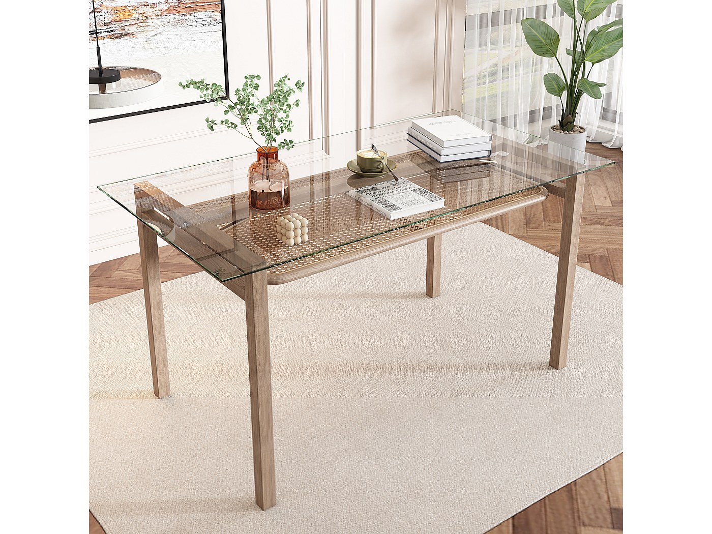 Ronde eettafel voor 4/6 personen - D 80 x H 76 cm - Blad van gemarmerd MDF