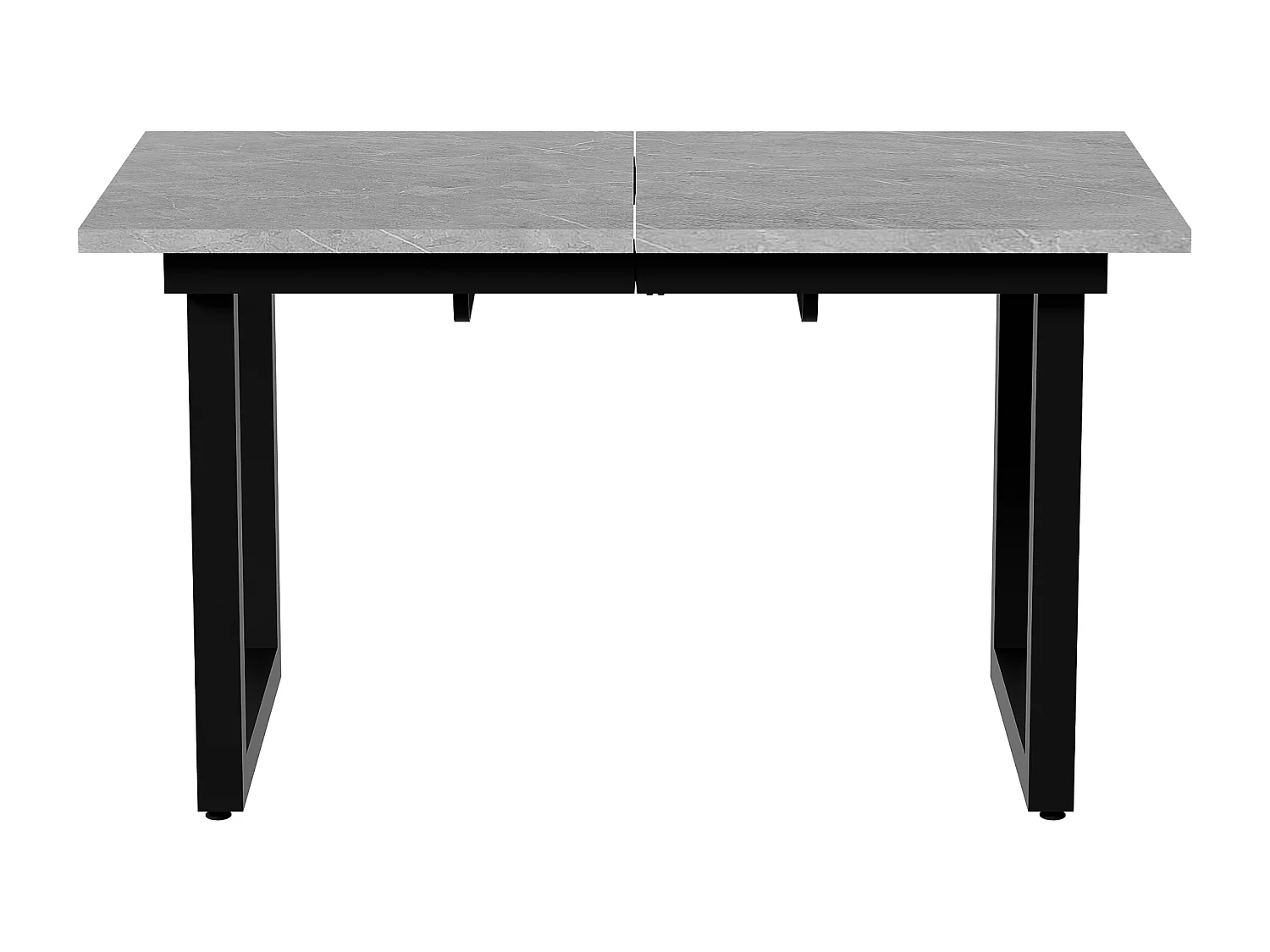 Uitschuifbare eettafel voor 6-8 personen 180x80cm in MDF met U-vormige metalen poten, grijs marmerfineer