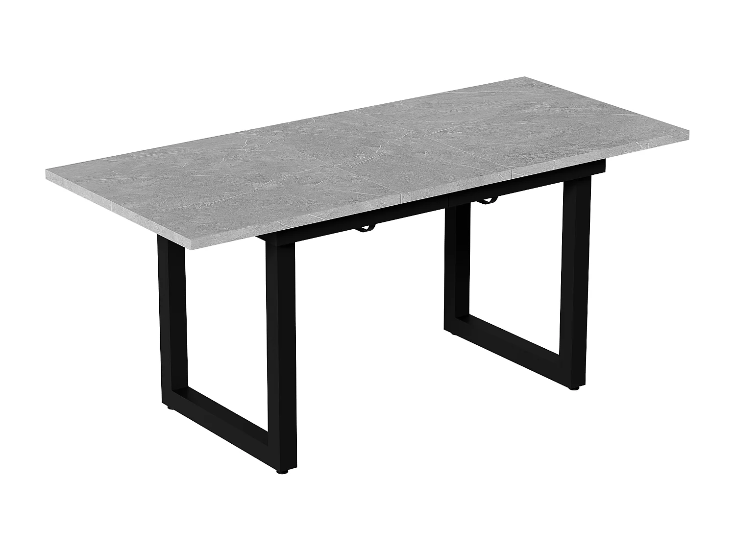 Table à manger extensible 6-8 personnes 180x80cm en MDF avec Pieds en U métallique, placage effet marbre gris