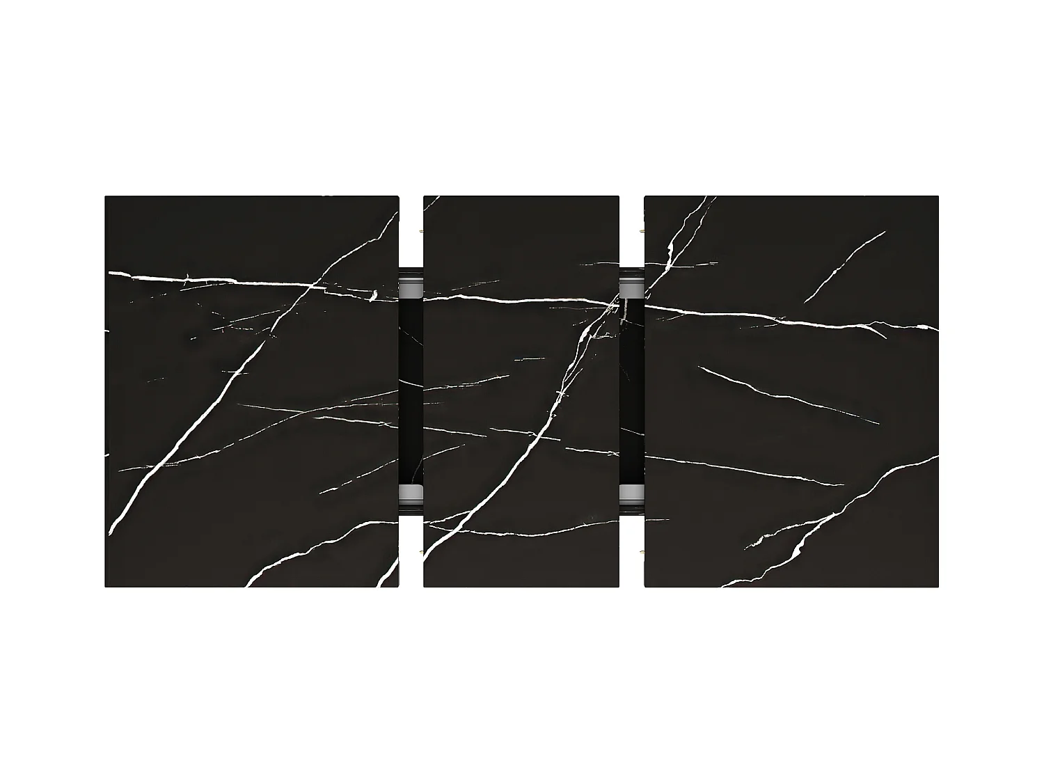 Mesa de jantar extensível para 4-6 pessoas 160x75cm em MDF com pés de aço ajustáveis, folheado de mármore preto