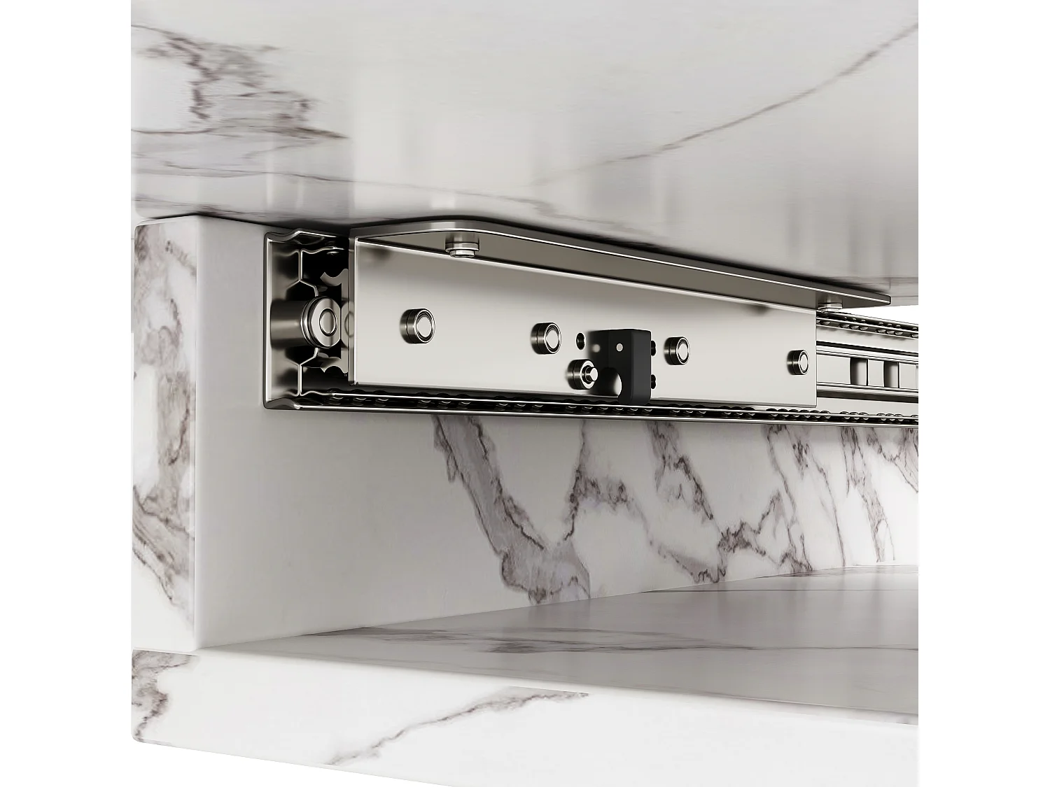 Table à manger extensible 6-8 personnes 160x80cm en MDF avec pieds croisé, placage marbre blanc avec pied noir