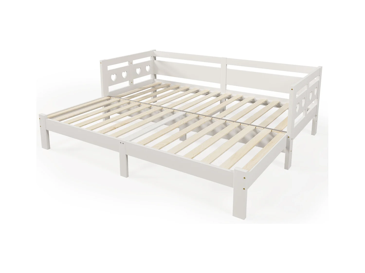 Lit enfant banquette 90x200cm convertible, sommier à lattes, bois, blanc, sans matelas