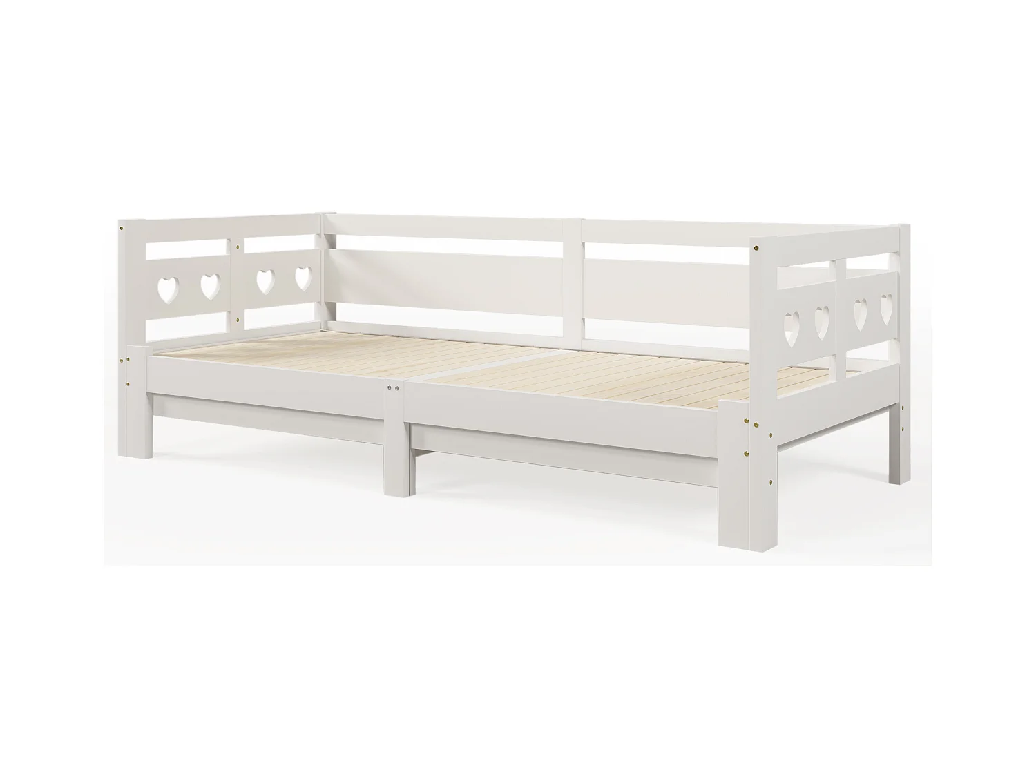 Lit enfant banquette 90x200cm convertible, sommier à lattes, bois, blanc, sans matelas