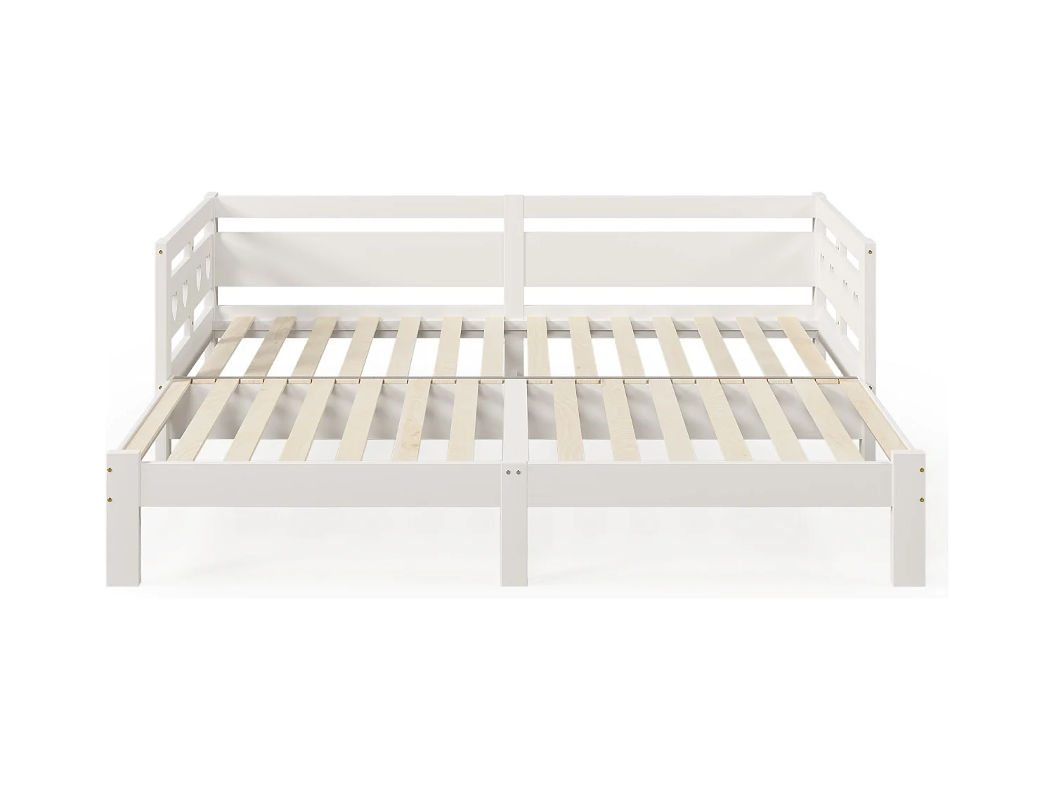 Lit enfant banquette 90x200cm convertible, sommier à lattes, bois, blanc, sans matelas