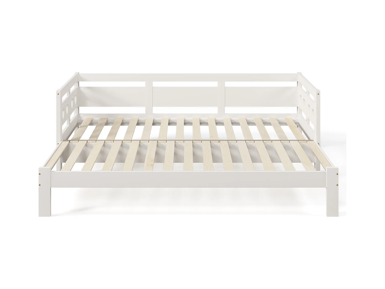 Letto bambino tipo divanetto 90x190 cm trasformabile, rete a doghe, in legno bianco, senza materasso