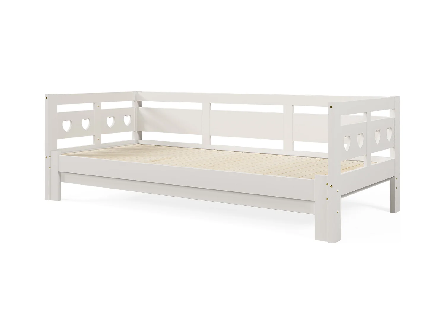 Lit enfant banquette 90x190cm convertible, sommier à lattes, bois, blanc, sans matelas