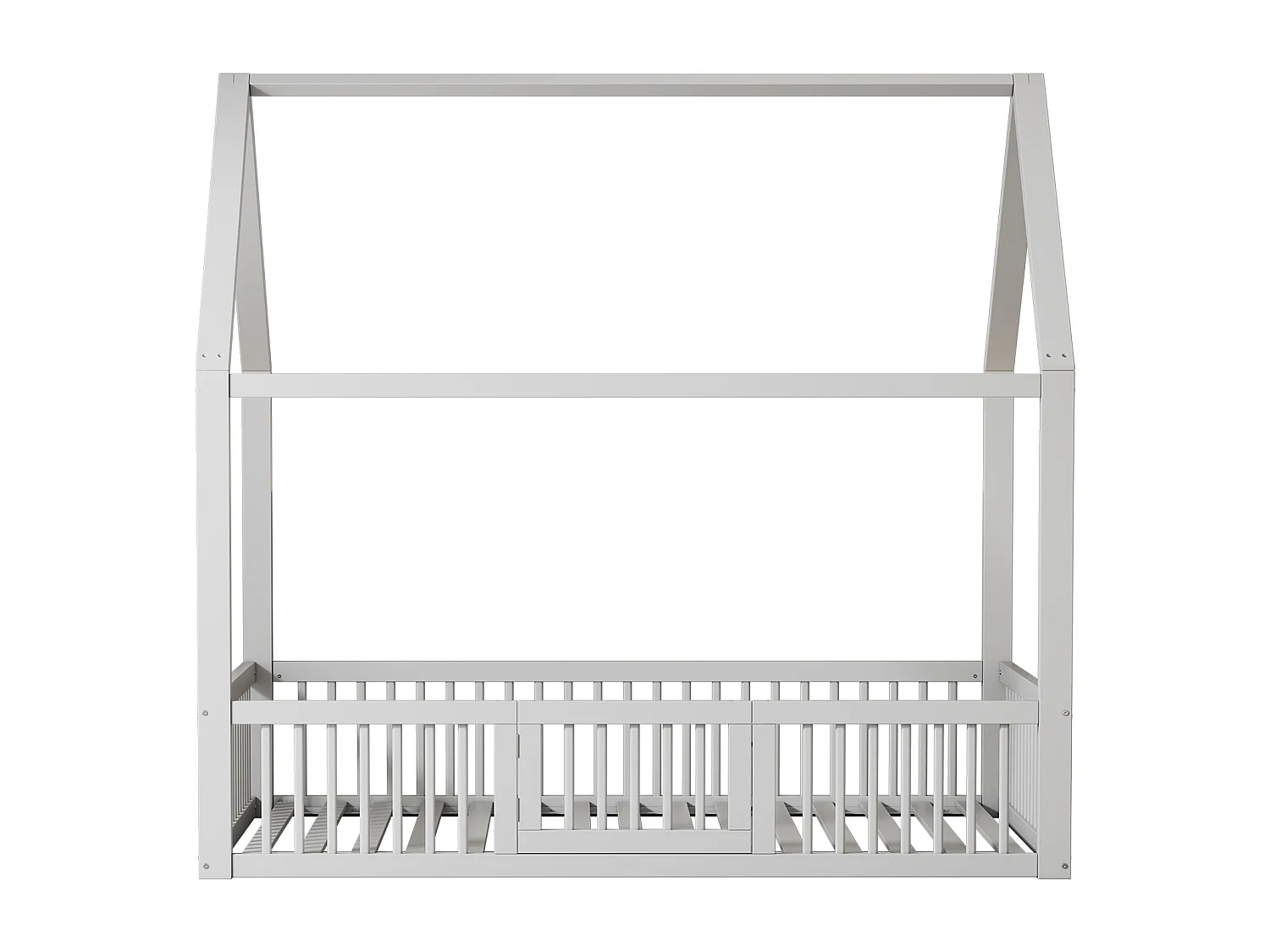 Lit cabane enfant 140x200cm avec Barrières de sécurité, pin+MDF, blanc, sans matelas
