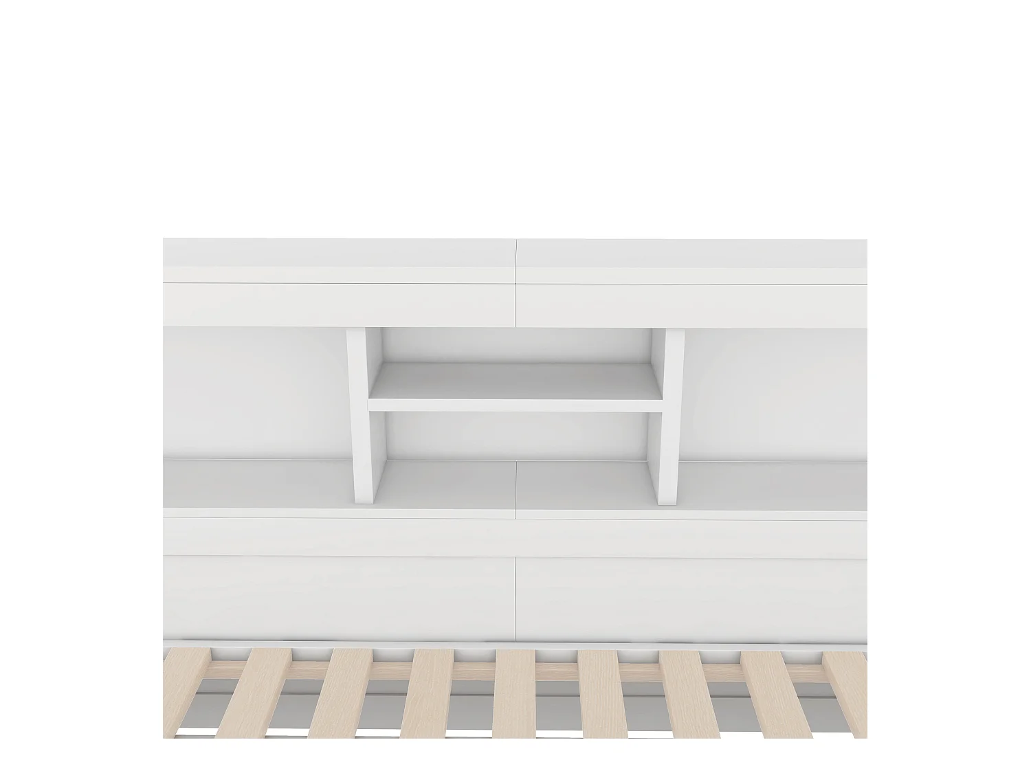 Lit enfant 90x200cm avec Etagère, lit gigogne 90x190cm,MDF blanc, sans matelas