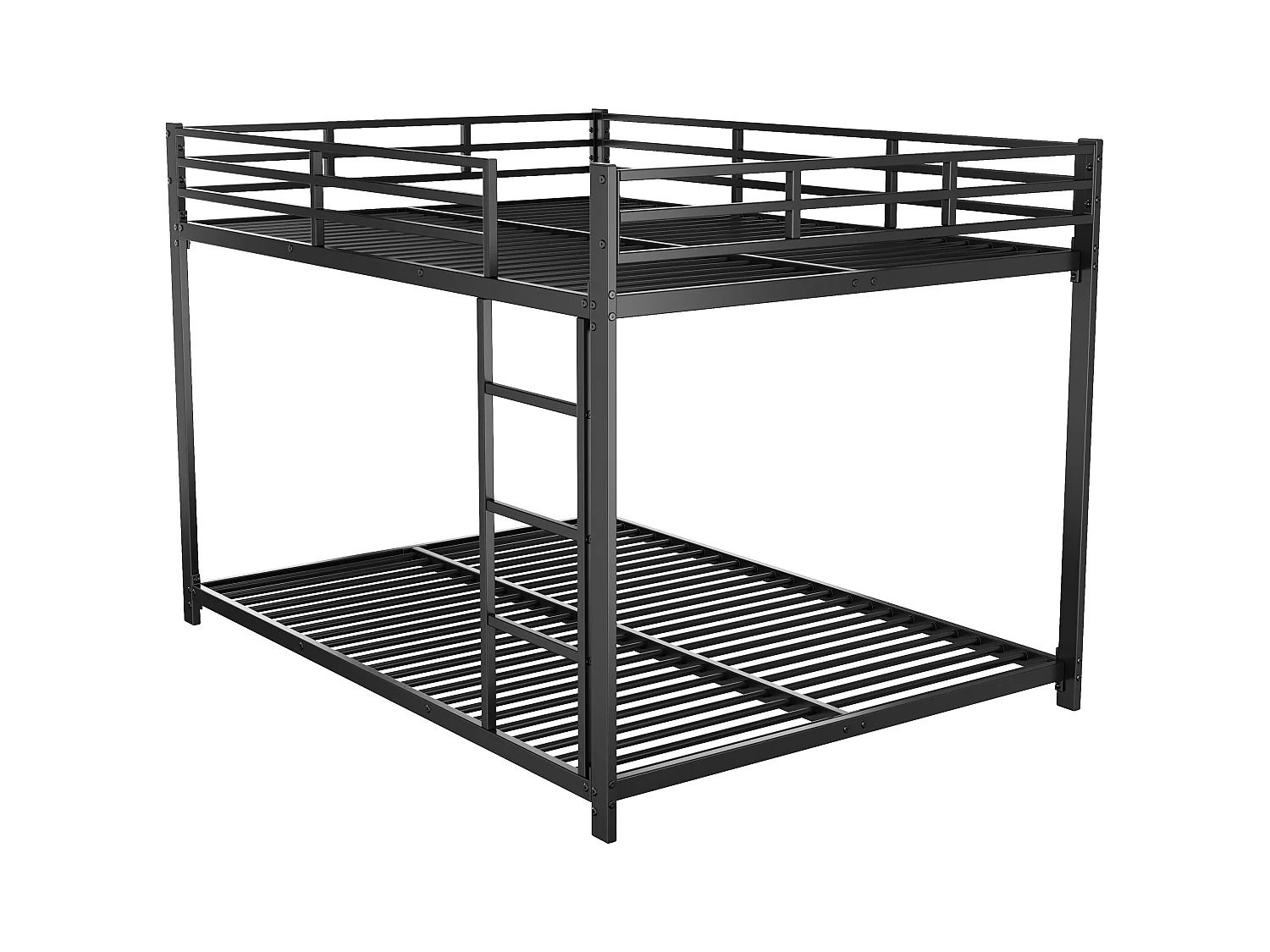 Lit superposé enfant 140x200cm en Métal noir, sommier à lattes inclus, sans matelas