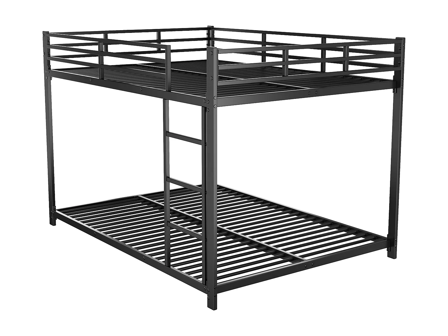 Lit superposé enfant 140x200cm en Métal noir, sommier à lattes inclus, sans matelas