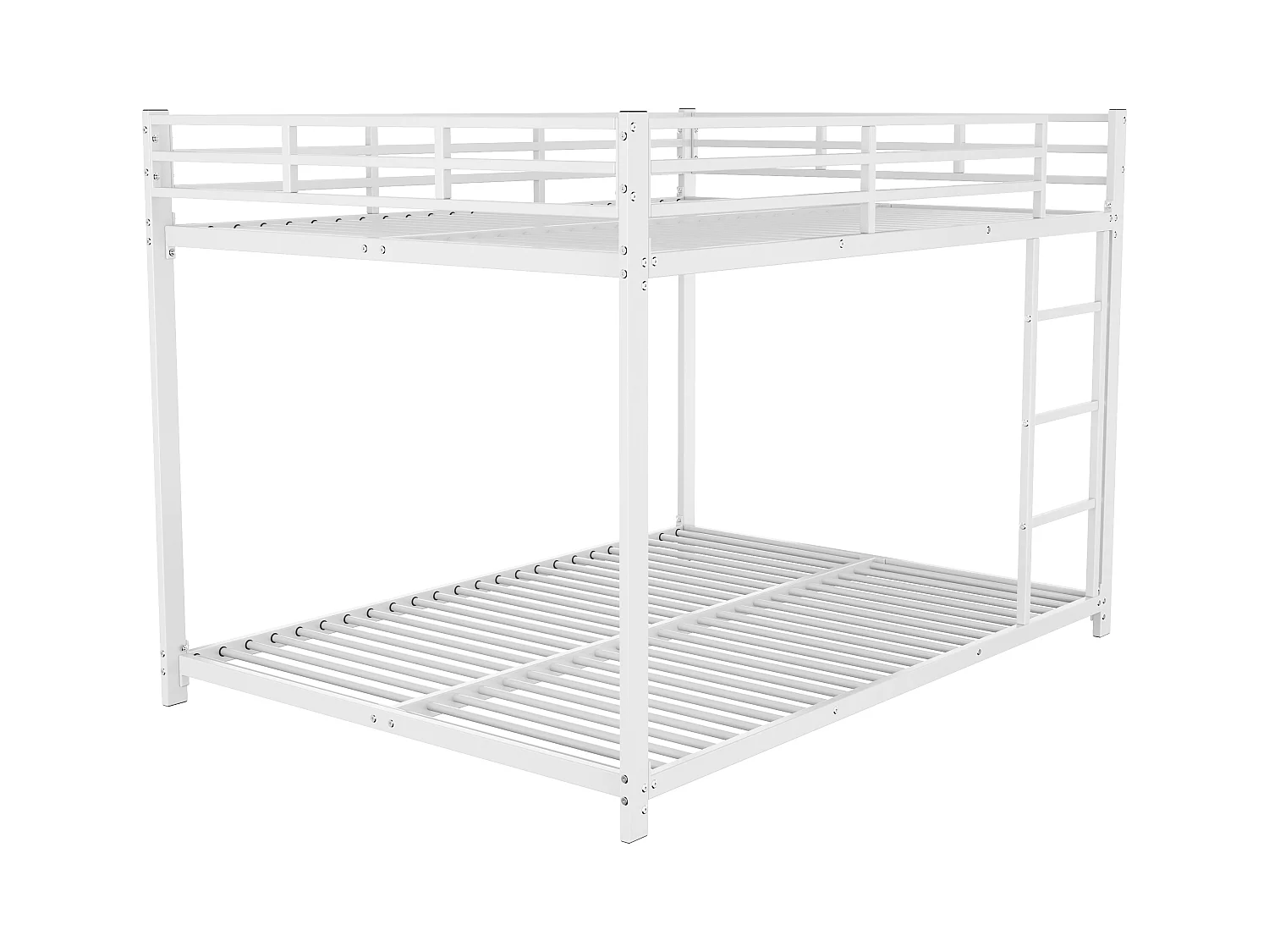 Lit superposé enfant 140x200cm en Métal blanc, sommier à lattes inclus, sans matelas