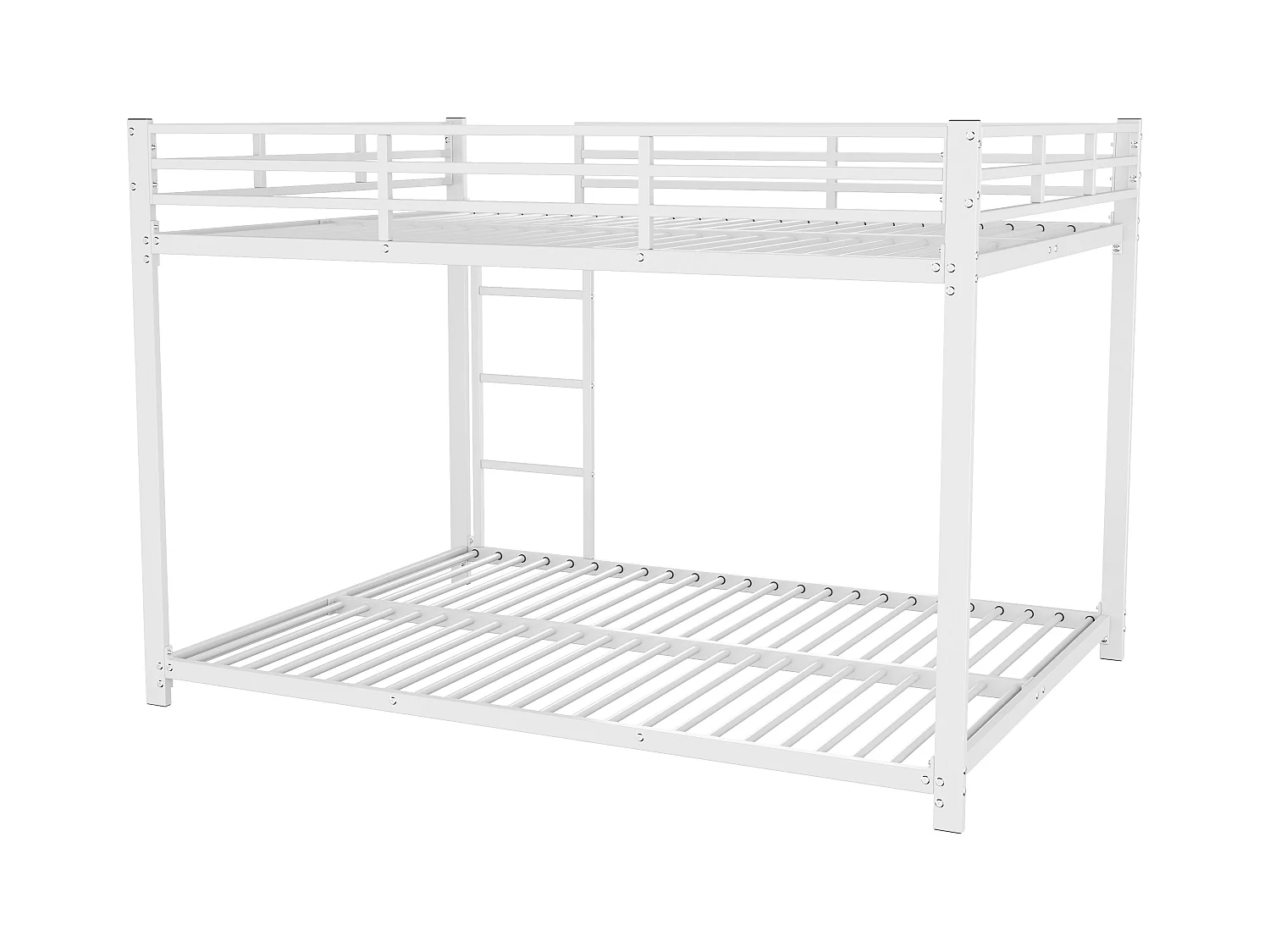 Lit superposé enfant 140x200cm en Métal blanc, sommier à lattes inclus, sans matelas