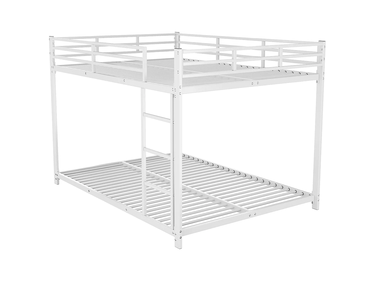 Lit superposé enfant 140x200cm en Métal blanc, sommier à lattes inclus, sans matelas