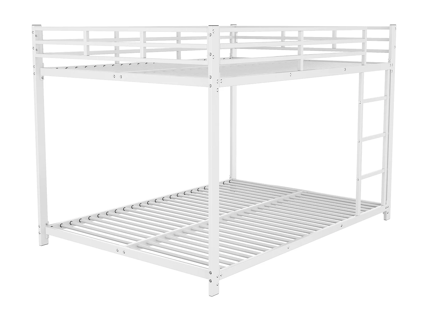 Lit superposé enfant 140x200cm en Métal blanc, sommier à lattes inclus, sans matelas