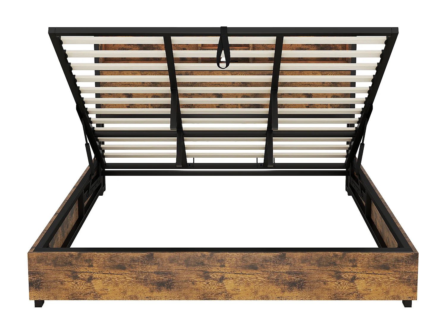 Boxspring bed volwassenen 180x200 cm met LED en USB, metalen/MDF frame, bruin, zonder matras