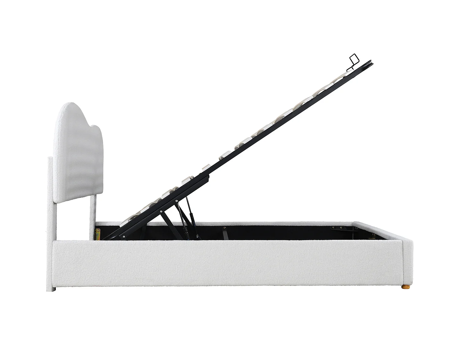 Lit coffre adulte 140x200 cm blanc avec tête de lit réglable, imitation polaire, sommier à lattes, sans matelas