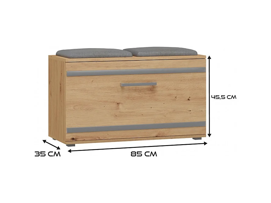 Szafka Opal | Dąb Artisan | 85x35x45 cm | Szafka na buty z siedziskiem