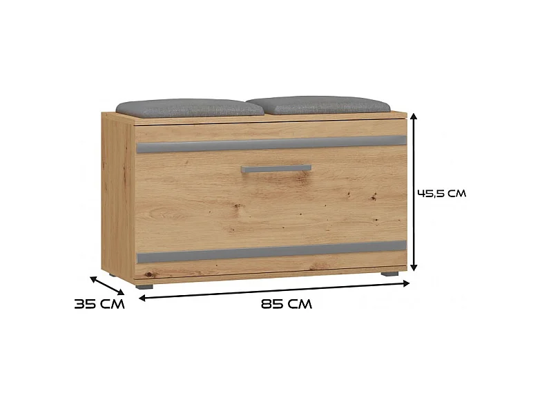 Szafka Opal | Dąb Artisan | 85x35x45 cm | Szafka na buty z siedziskiem