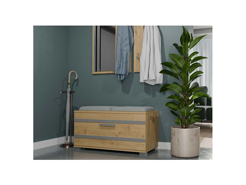 Szafka Opal | Dąb Artisan | 85x35x45 cm | Szafka na buty z siedziskiem