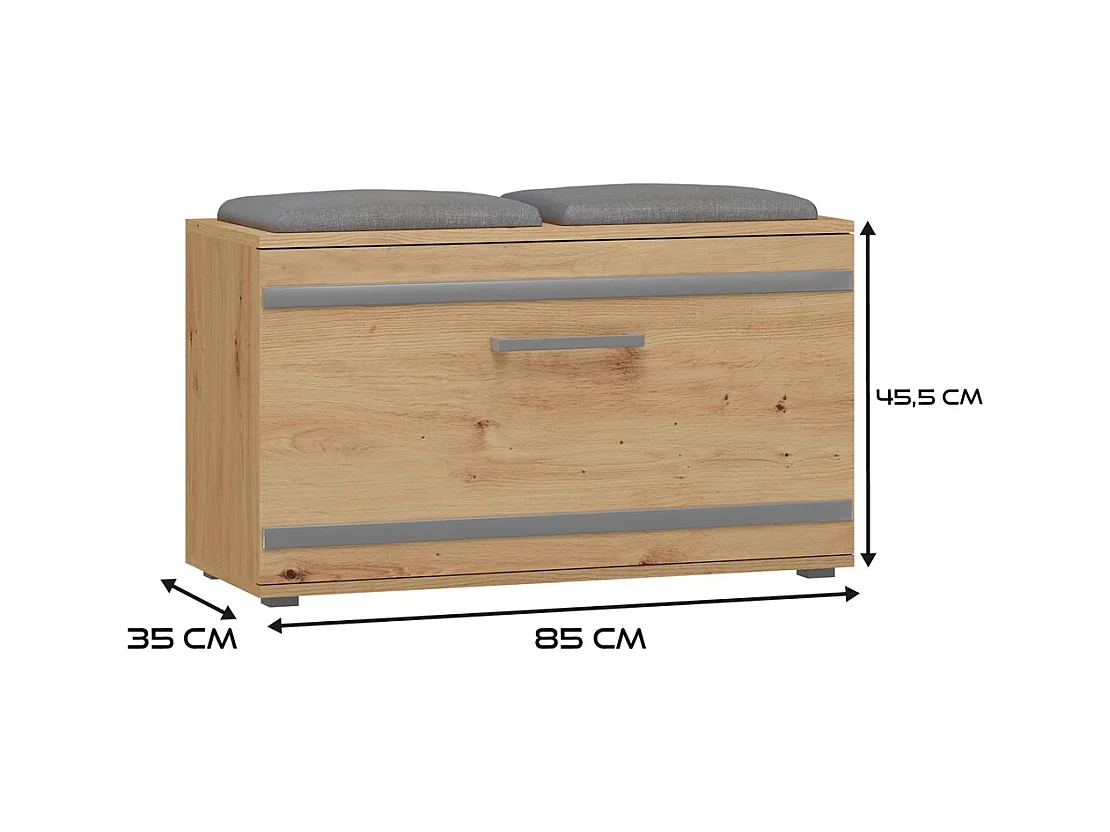 Szafka Opal | Dąb Artisan | 85x35x45 cm | Szafka na buty z siedziskiem