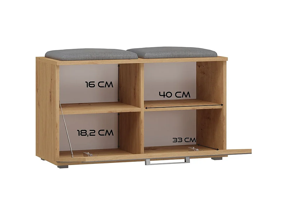 Szafka Opal | Dąb Artisan | 85x35x45 cm | Szafka na buty z siedziskiem
