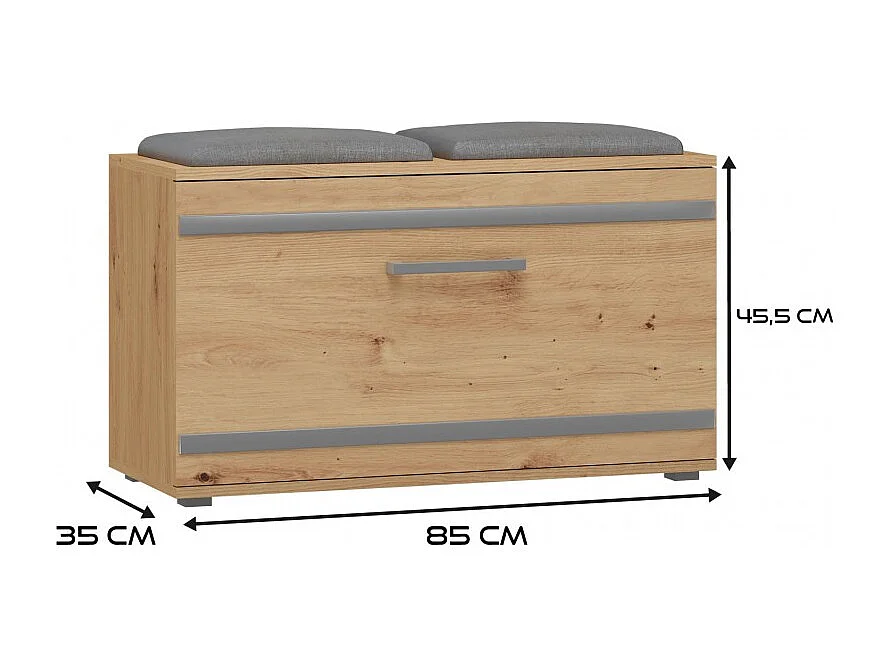 Szafka Opal | Dąb Artisan | 85x35x45 cm | Szafka na buty z siedziskiem