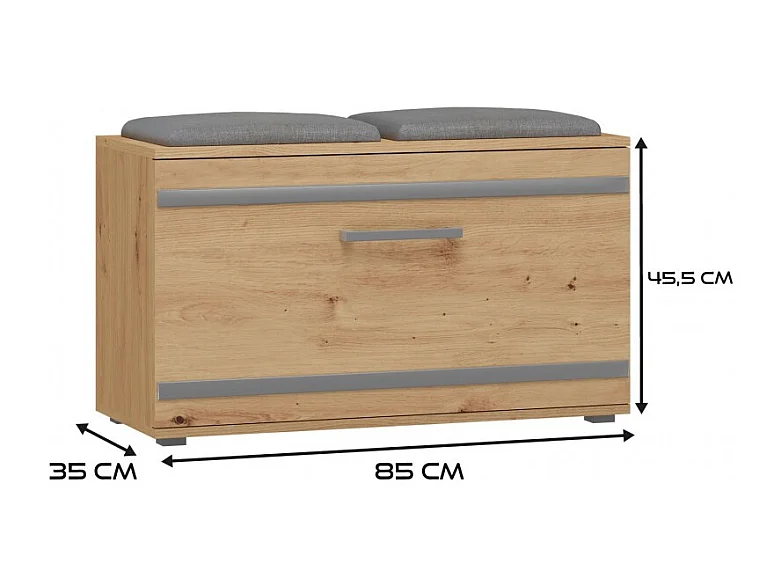 Szafka Opal | Dąb Artisan | 85x35x45 cm | Szafka na buty z siedziskiem