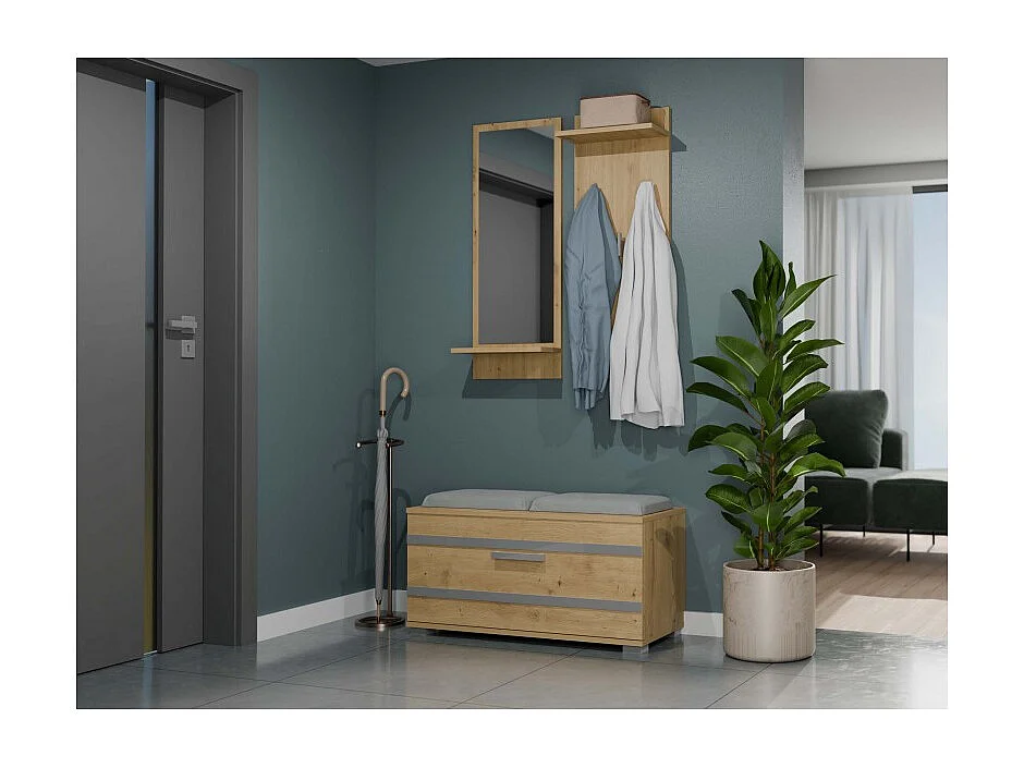 Szafka Opal | Dąb Artisan | 85x35x45 cm | Szafka na buty z siedziskiem