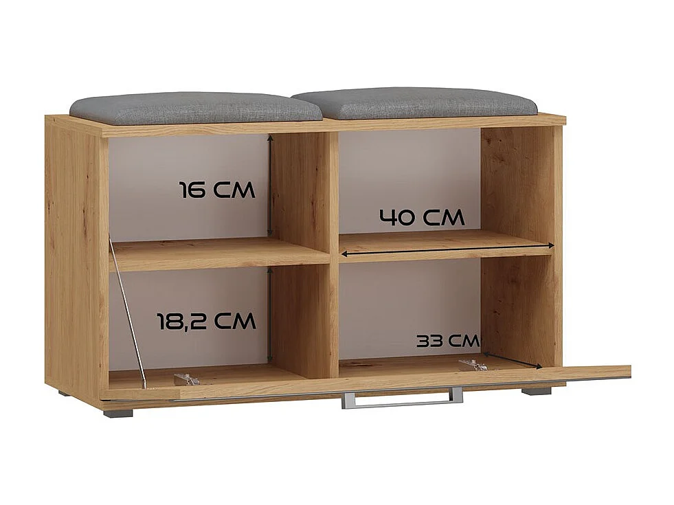 Szafka Opal | Dąb Artisan | 85x35x45 cm | Szafka na buty z siedziskiem