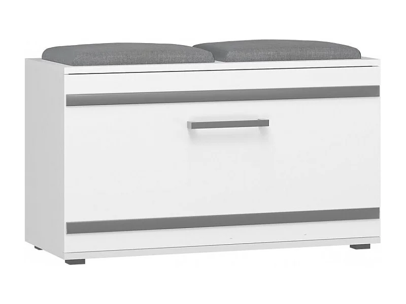 Szafka Opal | Biała | 85x35x45 cm | Szafka na buty z siedziskiem