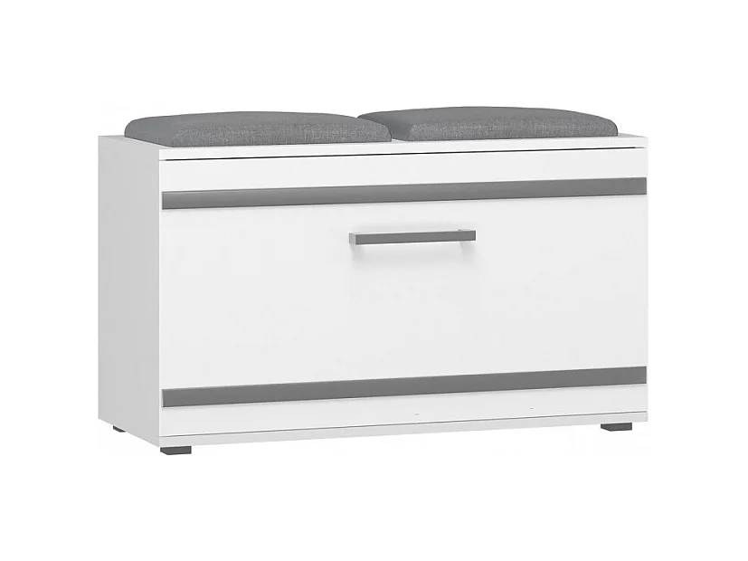 Szafka Opal | Biała | 85x35x45 cm | Szafka na buty z siedziskiem