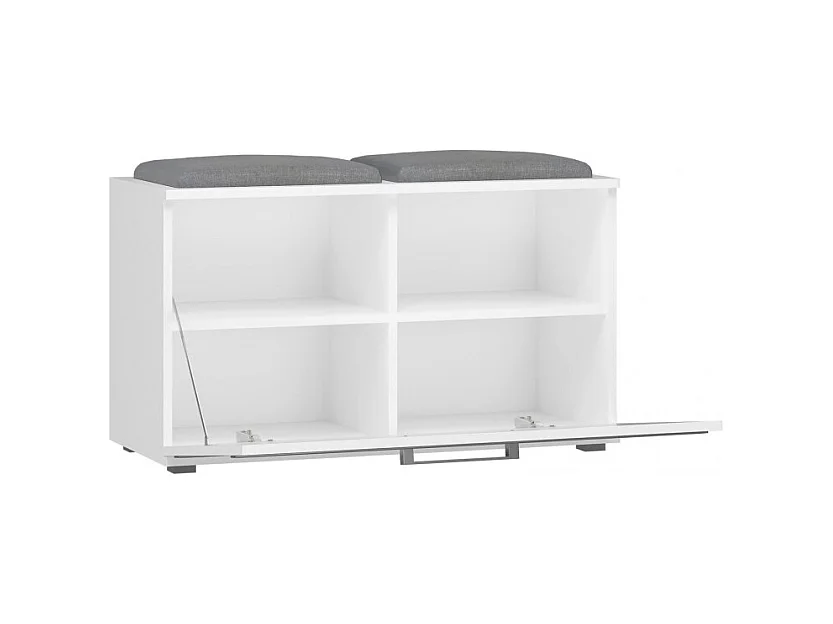 Szafka Opal | Biała | 85x35x45 cm | Szafka na buty z siedziskiem