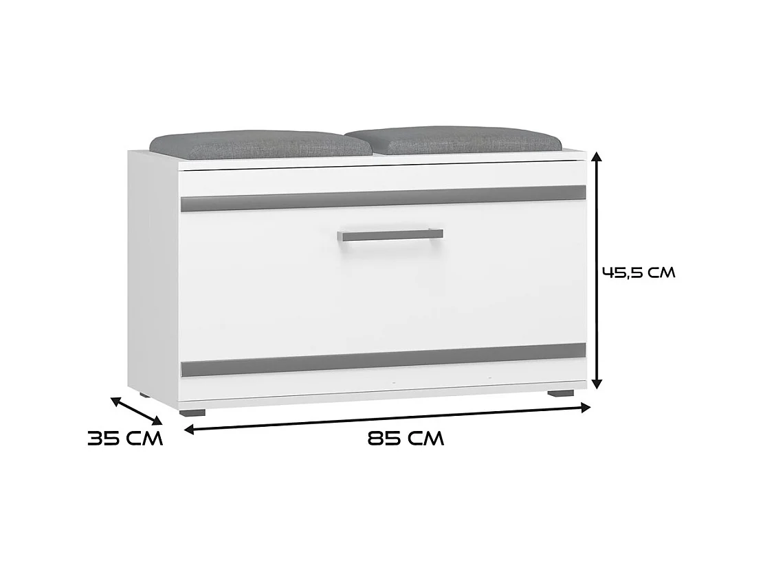 Szafka Opal | Biała | 85x35x45 cm | Szafka na buty z siedziskiem