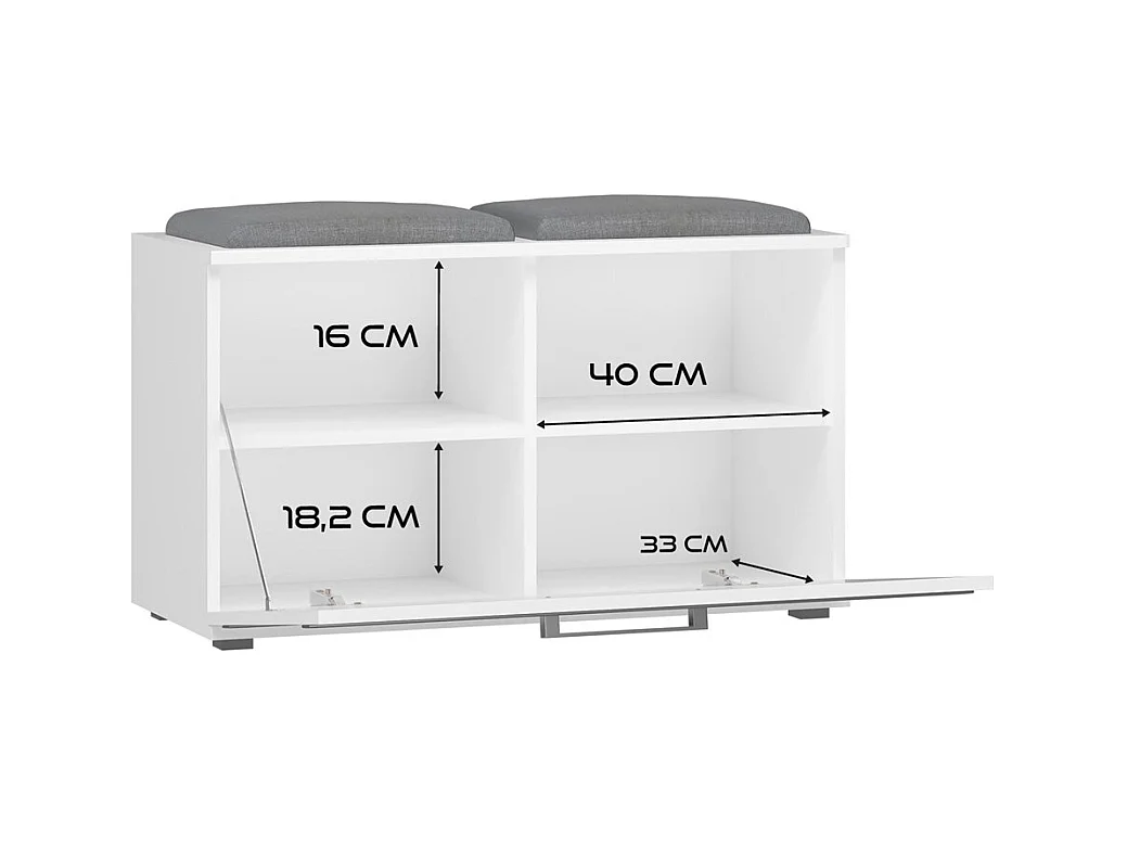 Szafka Opal | Biała | 85x35x45 cm | Szafka na buty z siedziskiem